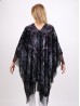 Velvet Paisley Print Cape W/ Fringes